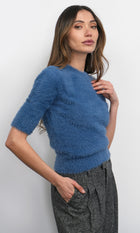 Odette Fuzzy Elbow Sleeve Knit Top G259WT6117