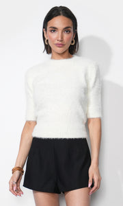 Odette Fuzzy Knit Top Ivory G2512WT6117