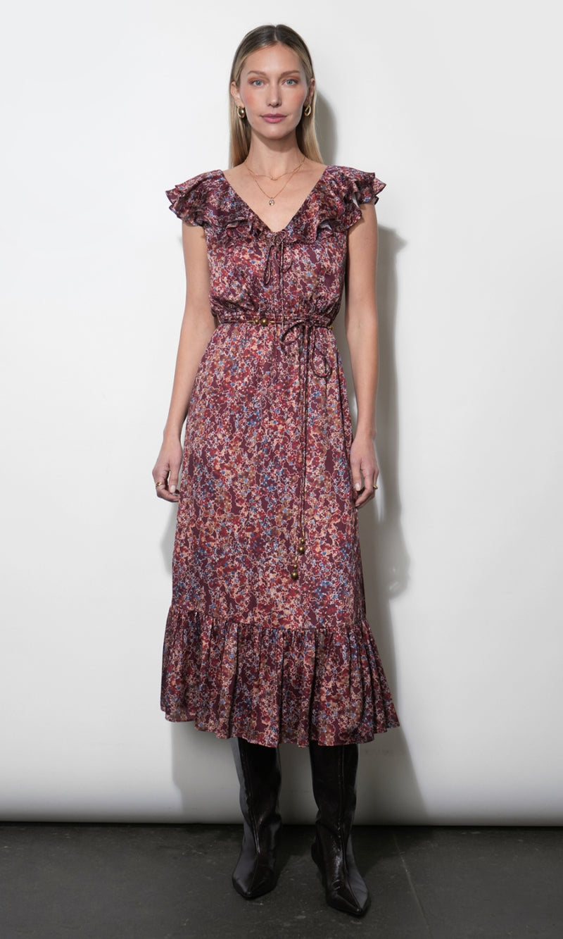 Ophelia Flutter Sleeve Midi Dress G267D7285_BURGUNDY
