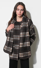 Oren Plaid Removable Scarf Coat G2610J1914_COCOA MULTI