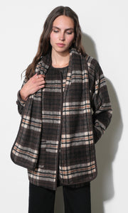 Oren Plaid Removable Scarf Coat G2610J1914_COCOA MULTI