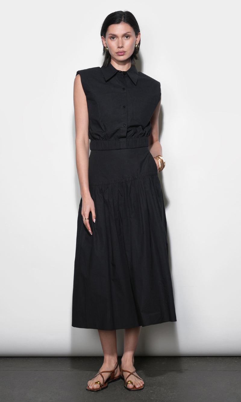 Oren Poplin Midi Skirt G265S9474_BLACK
