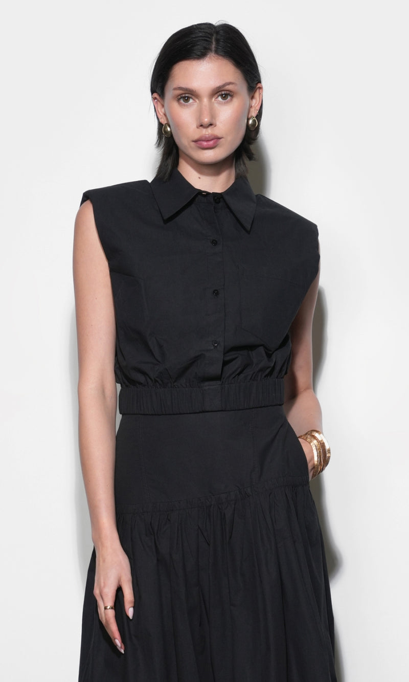 Oren Poplin Sleeveless Shirt With Elasticized Hem G265T7578