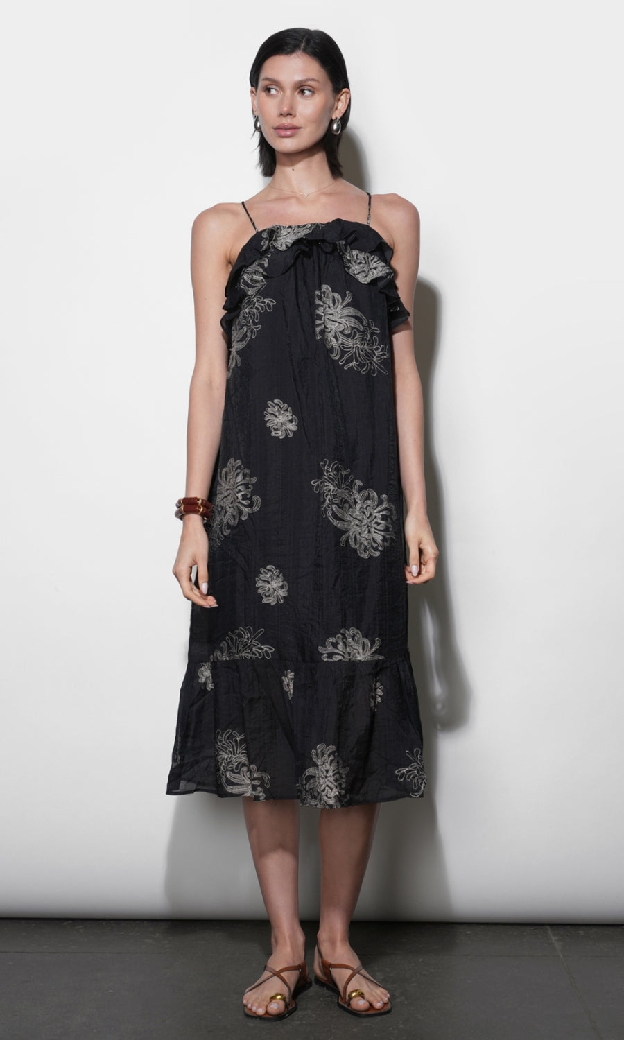Paige Layered Ruffle Midi Dress G264D7178_MIDNIGHT
