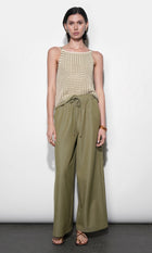 Paisley Wide Leg Pull-On Pants G265P6577_OLIVE