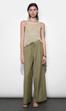 Paisley Wide Leg Pull-On Pants G265P6577_OLIVE