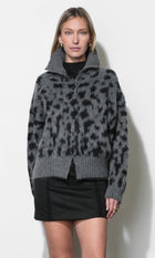 Paloma Ultra Soft Shaggy Funnel Neck Cardigan G267WJ6192_CHARCOAL