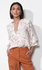 Penelope Bubble Sleeve Tie Neck Blouse G2512T7402