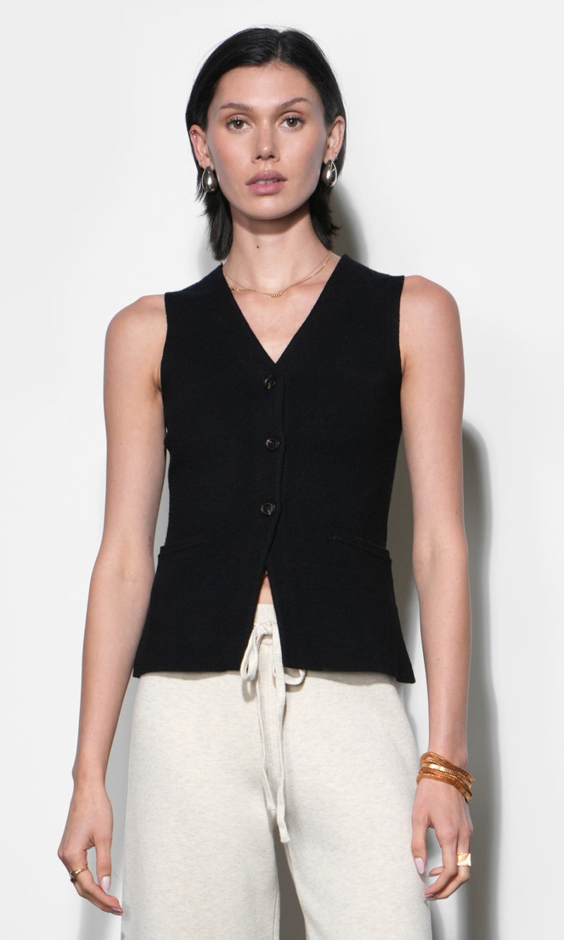Raven Slim Fit Knit Vest G266WT6185_BLACK
