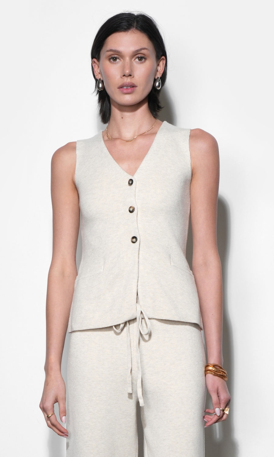 Raven Slim Fit Knit Vest G266WT6185_SAND