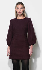 Rayna Bubble Sleeve Tweed Mini Dress G268D7301_DARK CHERRY