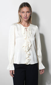 Remi Lace Up Ruffle Blouse G268T7615_IVORY