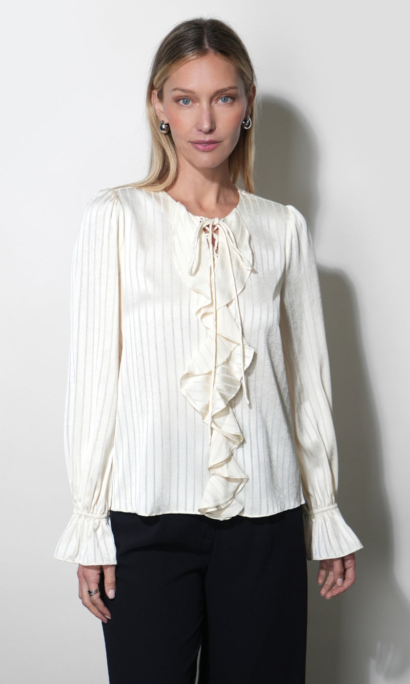 Remi Lace Up Ruffle Blouse G268T7615_IVORY