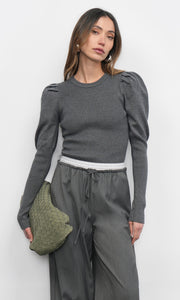 Renoa Puff Sleeve Ribbed Knit Top G258WT5975