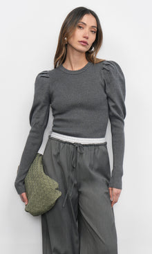 Renoa Puff Sleeve Ribbed Knit Top G258WT5975