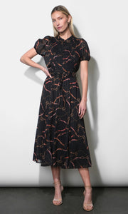 Rosa Button Front Pintuck Midi Dress G268D7300_BLACK