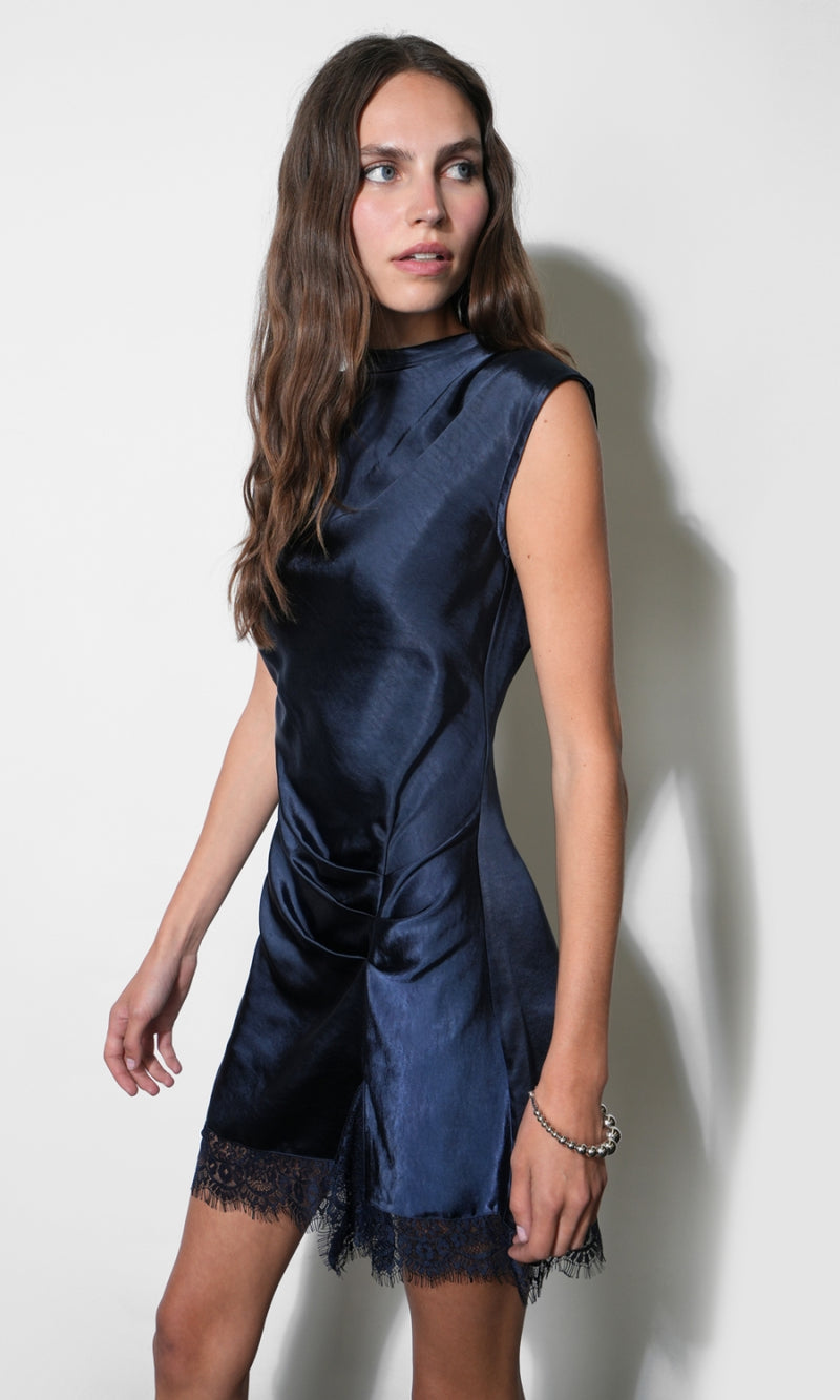 Ryann Mock Neck Lace Hem Mini Dress G2610D7355_NAVY
