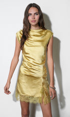 Ryann Mock Neck Lace Hem Mini Dress G2610D7355_LEMON