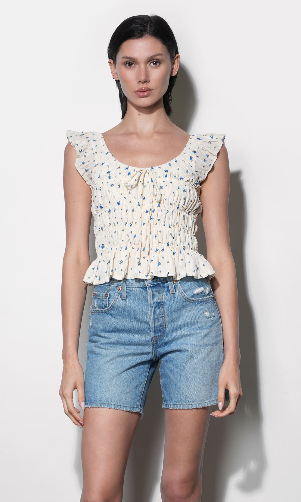 Sadie Flutter Sleeve Smocked Top G264T7535