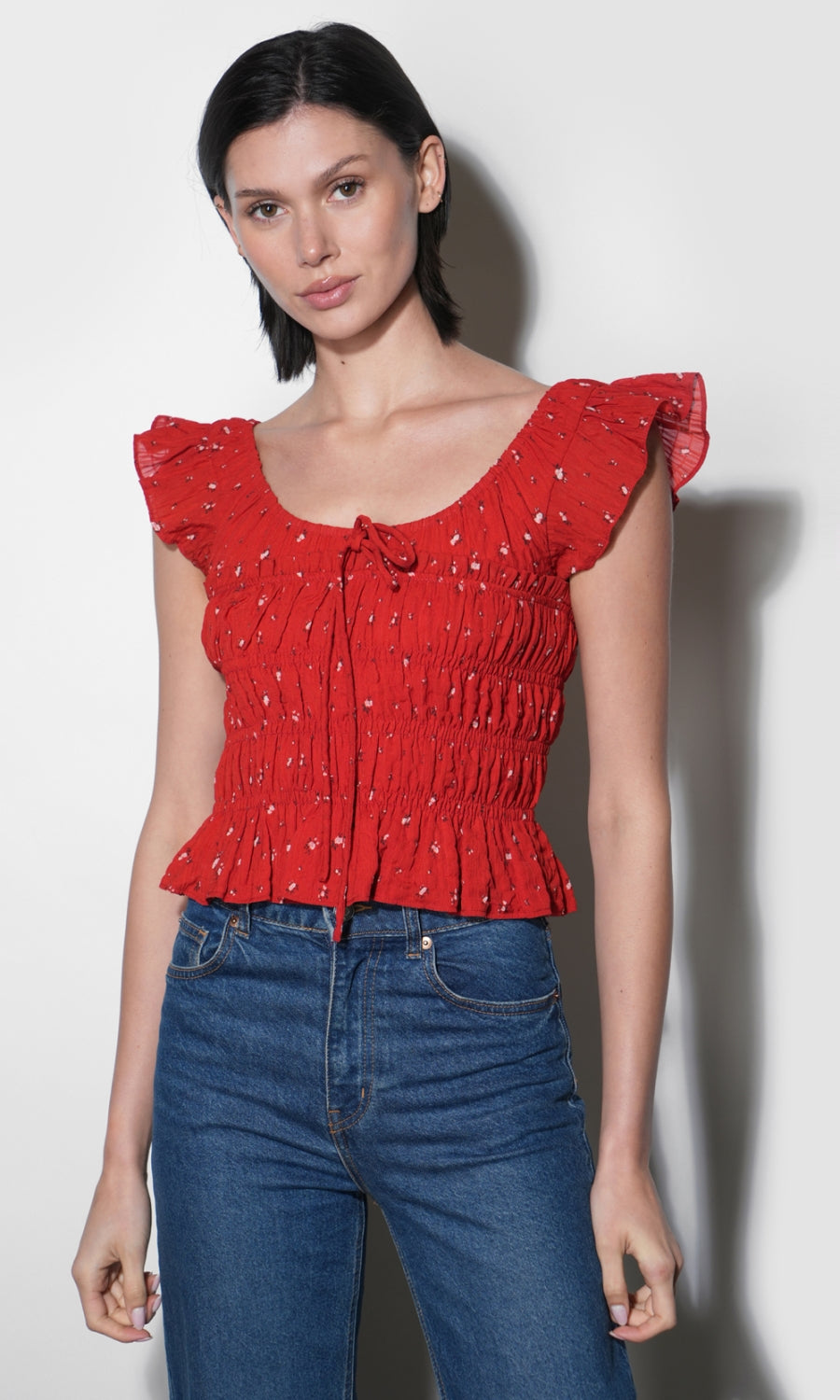 Sadie Flutter Sleeve Smocked Top G264T7535