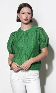 Sadie Puff Sleeve Eyelet Embroidered Blouse G261T7435