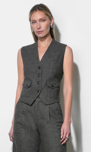 Sage Herringbone Vest Top G268T7593_DARK CHARCOAL