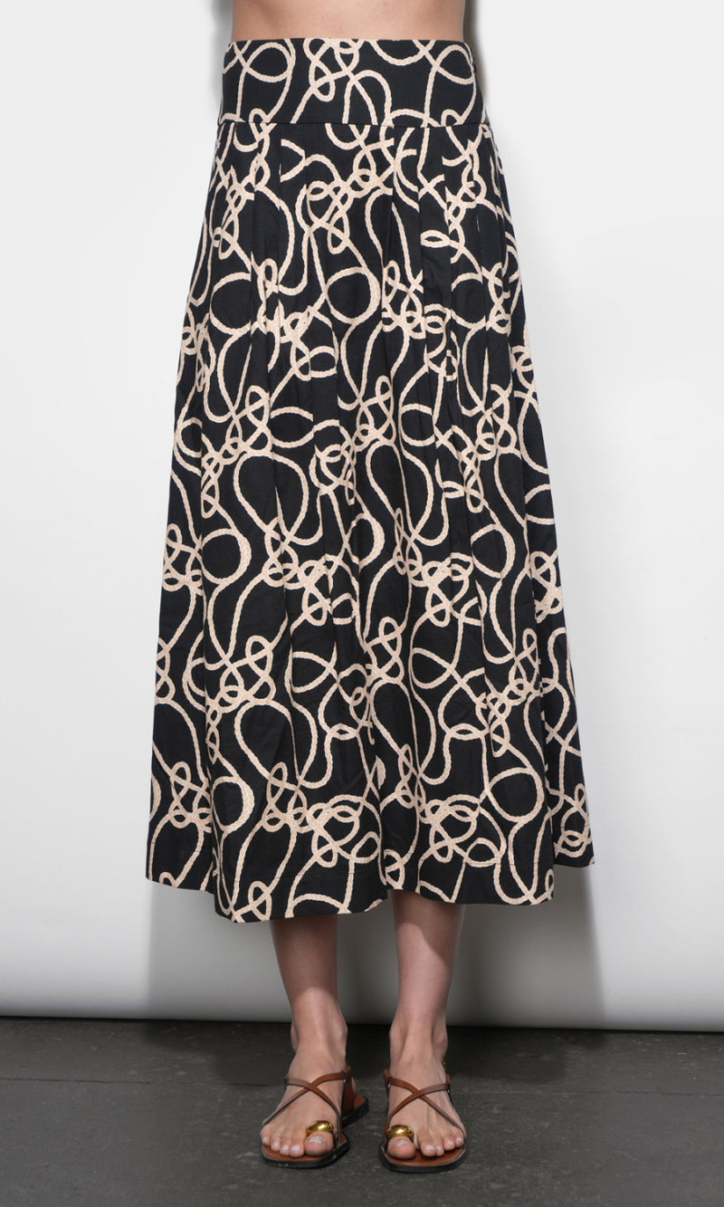 Sailor Pleat Detail Midi Skirt G265S9471_BLACK