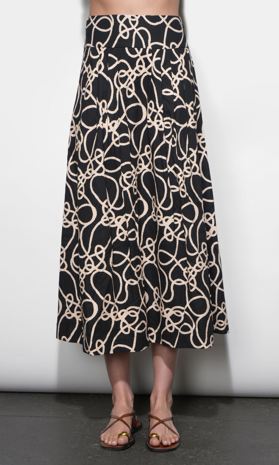 Sailor Pleat Detail Midi Skirt G265S9471_BLACK
