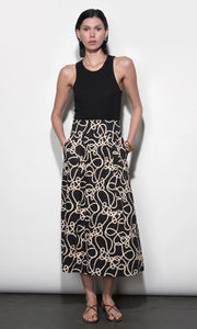 Sailor Pleat Detail Midi Skirt G265S9471_BLACK