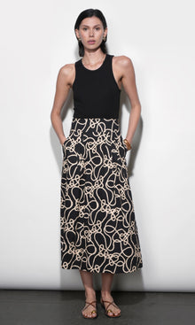 Sailor Pleat Detail Midi Skirt G265S9471_BLACK
