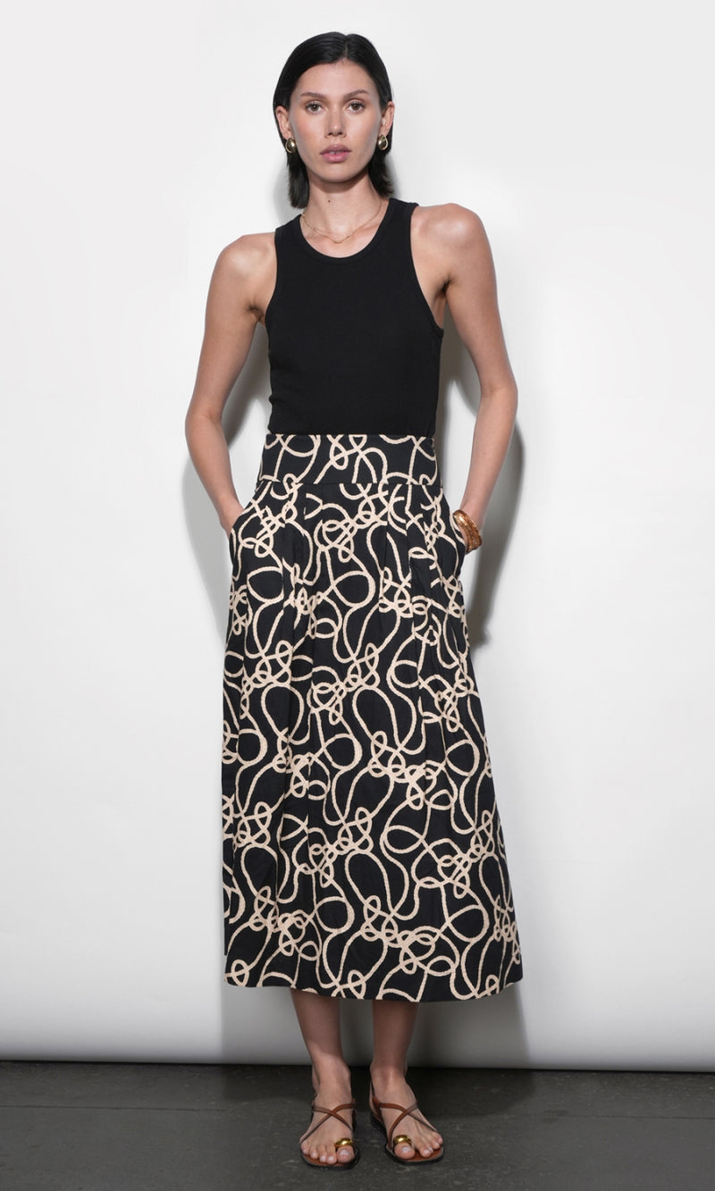 Sailor Pleat Detail Midi Skirt G265S9471_BLACK
