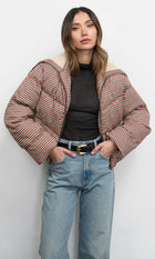 Sally Gingham Puffer w/ Shearling
Collar G258J1806