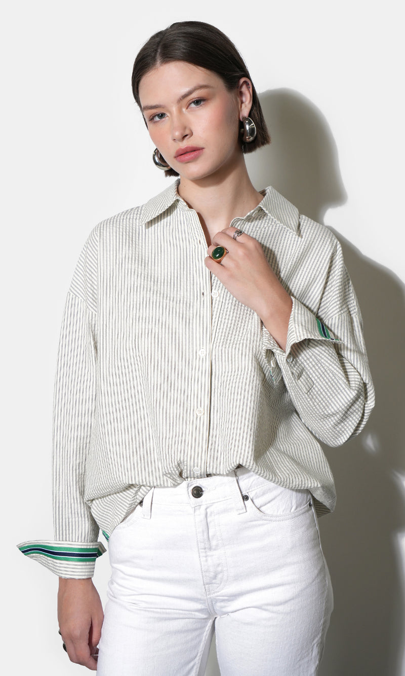Sierra Oversized Stripe Button Down Shirt G261T7225