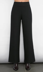 Silvie Wide Leg Knit Black Trousers