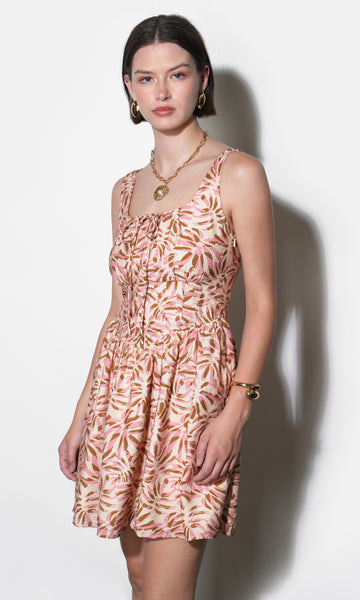 tie neck mini dress Sophia Square Tie Neck Mini Dress