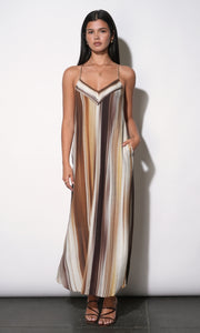 Stella Vertical Watercolor Maxi Dress G266D7133_MUSTARD/BROWN