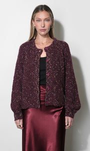 Stevie Speckled Rib Cardigan G268WJ6229_CHERRY