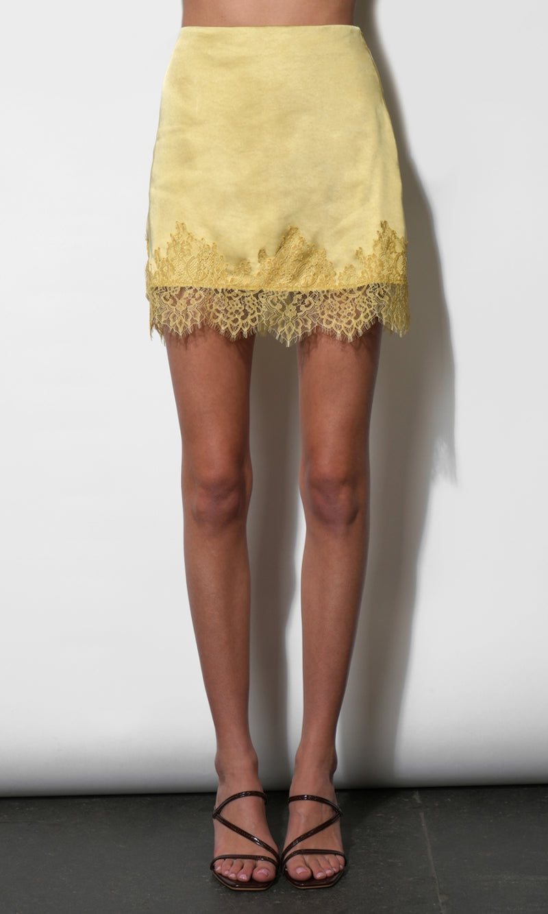 Sutton Lace Hem Mini Skirt G2610S9527_LEMON