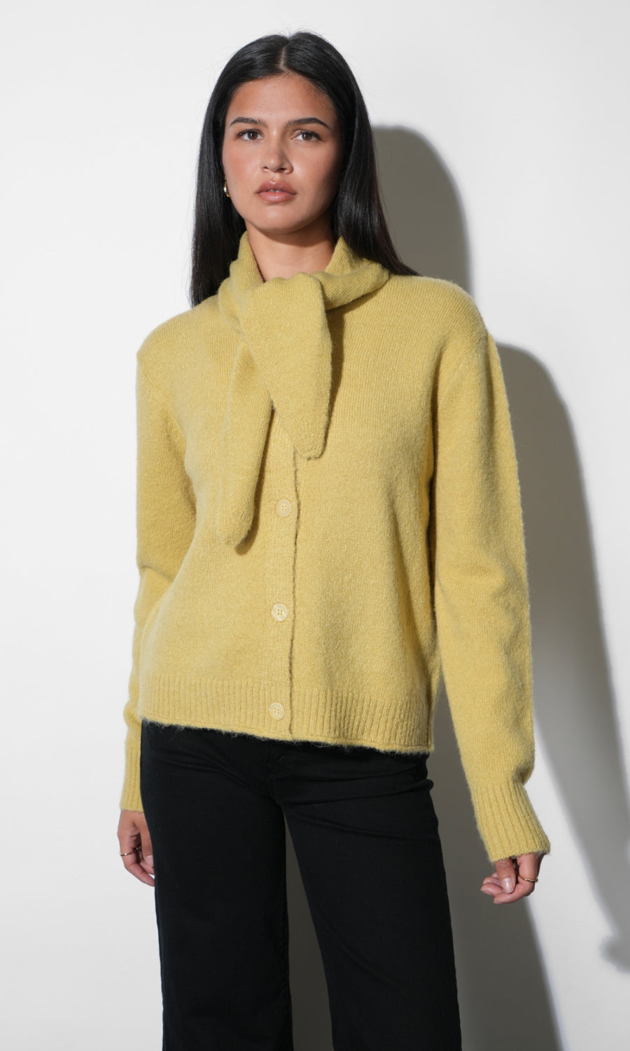 Sydney Scarf Neck Cardigan G2610WJ6231_LEMON
