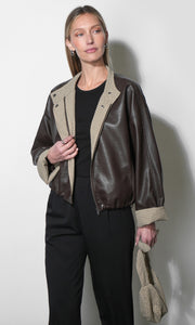 Tania Faux Leather Jacket w/ Mini Tote G269J1883_COFFEE