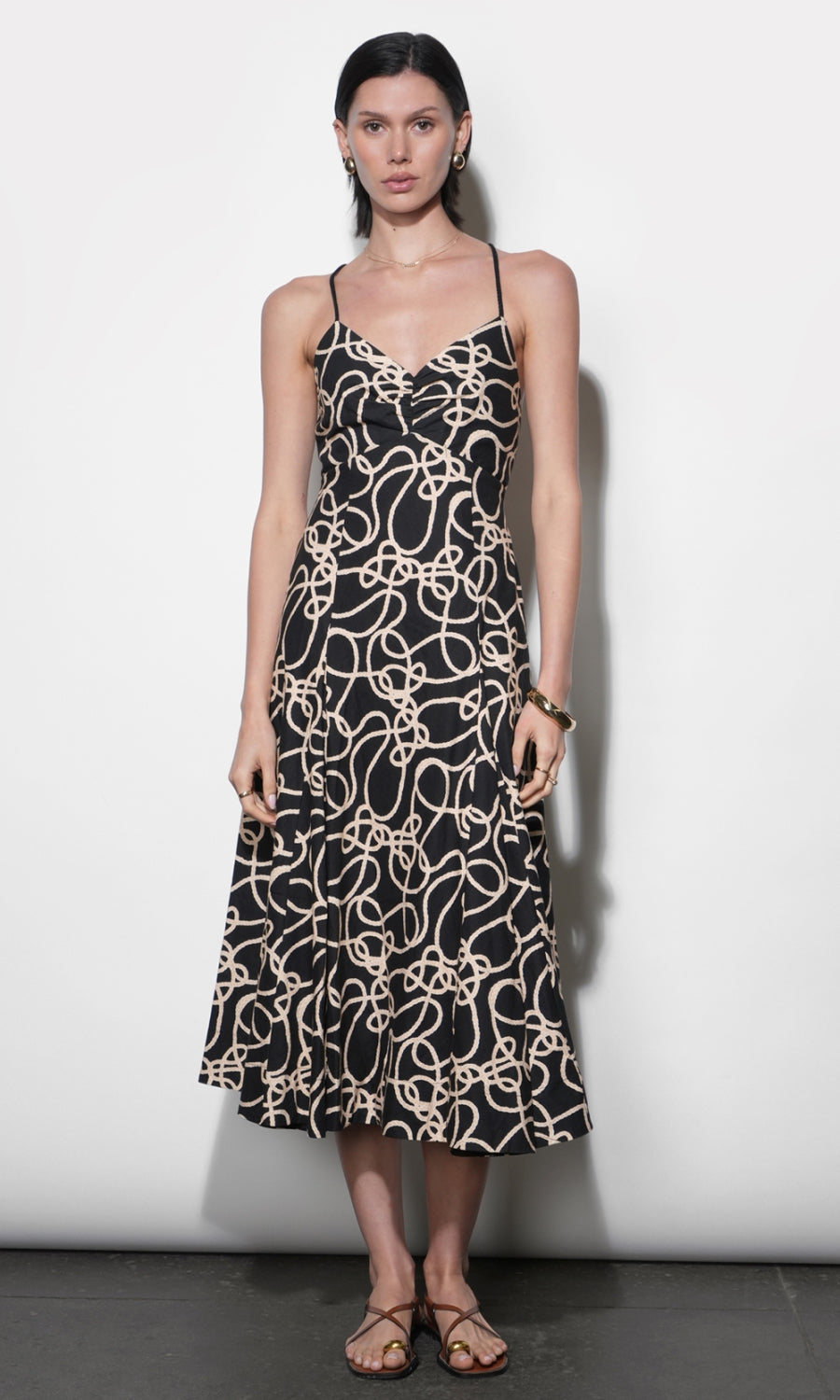 Tara Braided Strap Midi Dress G265D7193_BLACK