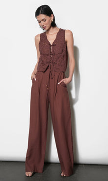 Taryn Waist Tie Detailed Wide Leg Pants G266P6581_CLAY