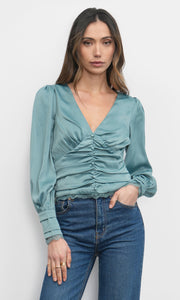 Taylor Button Front Satin Blouse G238T6857