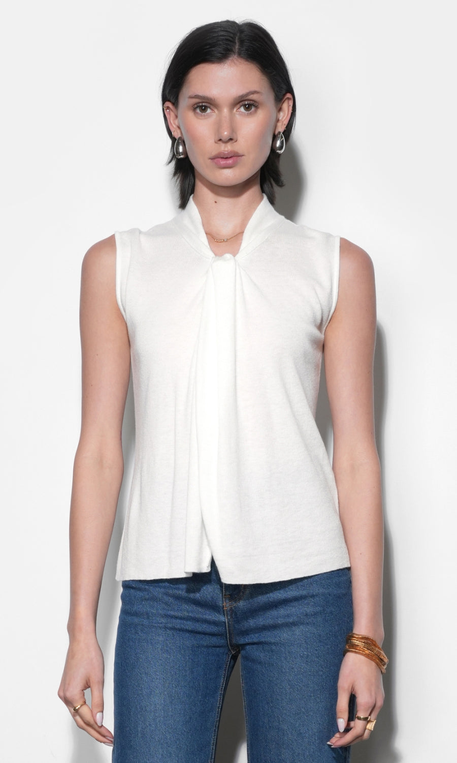 Taylor Draped Neck Sleeveless Knit Top G266WT6188_IVORY