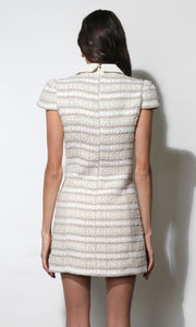 Tyler Tweed Cap Sleeve A-Line Dress With Contrast Collar G2610D7352_BEIGE
