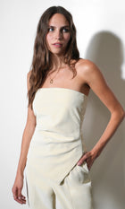 Udela Vegan Leather Strapless Asymmetric Top G2610T7650_WAX