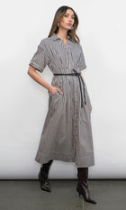 Vanisa Stripe Midi Shirt Dress | Greylin Collection XS / NAVY Vanisa Stripe Midi Shirt Dress | Greylin Collection XS / NAVY