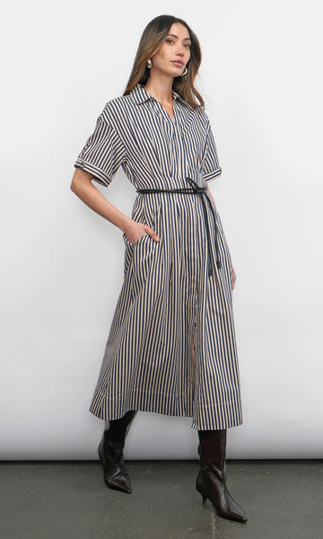 Vanisa Stripe Midi Shirt Dress | Greylin Collection