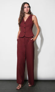 Virginia Wide Leg Twill Trousers G2610P6606_MAROON