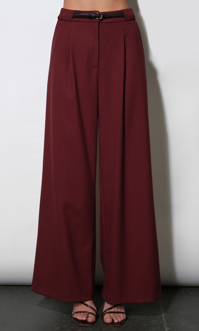 Virginia Wide Leg Twill Trousers G2610P6606_MAROON